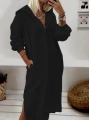 Kadın Uzun Kollu Kapüşonlu Yakası Açık Modal Elbise