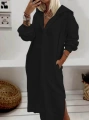Kadın Uzun Kollu Kapüşonlu Yakası Açık Modal Elbise