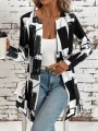 Kadın Uzun Kollu önü Açık Desenli Modal Kısa Ceket