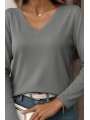 Kadın Uzun Kollu V Yaka Triko Bluz