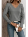 Kadın Uzun Kollu V Yaka Triko Bluz