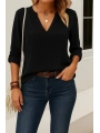 Kadın Uzun Kollu V Yakalı Ithal Krep Bluz