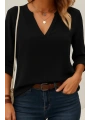 Kadın Uzun Kollu V Yakalı Ithal Krep Bluz