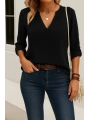 Kadın Uzun Kollu V Yakalı Ithal Krep Bluz