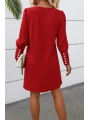 Kadın Uzun Kollu V Yakalı Kısa Ithal Krep Elbise