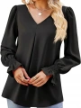 Kadın Uzun Kollu V Yakalı Salaş Ithal Krep Bluz
