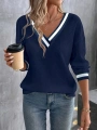 Kadın Uzun Kollu V Yakalı Waffle Bluz