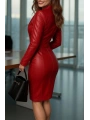 Kadın Uzun Kollu Yakalı Mini Deri Elbise