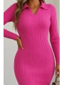 Kadın Uzun Kollu Yakalı Triko Elbise