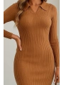 Kadın Uzun Kollu Yakalı Triko Elbise
