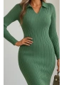 Kadın Uzun Kollu Yakalı Triko Elbise