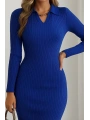 Kadın Uzun Kollu Yakalı Triko Elbise