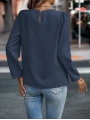 Kadın Uzun Kollu Yuvarlak önden Pileli Ithal Krep Bluz