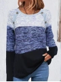 Kadın Uzun Kollu Yuvarlak Yaka Baskılı Düğme Detay Süprem Bluz
