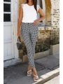 Kadın Yüksek Bel Desenli Dalgıç Pantolon