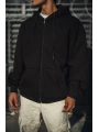 Oversize Tam Fermuarlı Uzun Kol Hırka - Siyah