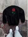 Oversize Üç İplik Bisiklet Yaka Baskılı SweatShirt - Siyah