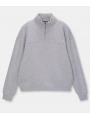 Oversize Yarım Farmuarlı Yakalı Basic SweatShirt - Gri