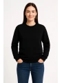 Üç İplik Düz Bisiklet Yaka SweatShirt  - Siyah