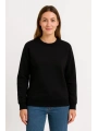 Üç İplik Düz Bisiklet Yaka SweatShirt  - Siyah