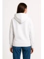 Üç İplik Kapüşonlu Kanguru Çepli SweatShirt Hoodie - Beyaz