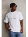 Unisex Baskılı Oversize T-Shirt - Beyaz