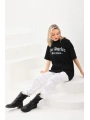 Unisex Baskılı Oversize T-Shirt - Siyah