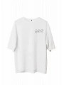Unisex Bisiklet Yaka Baskılı Oversize T-Shirt - Beyaz