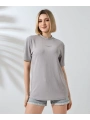 Unisex Bisiklet Yaka Baskılı Slim Fit T-Shirt - Boyalı Gri
