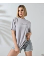 Unisex Bisiklet Yaka Baskılı Slim Fit T-Shirt - Boyalı Gri