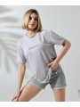 Unisex Bisiklet Yaka Baskılı Slim Fit T-Shirt - Boyalı Gri