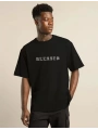 Unisex Bisiklet Yaka Oversize Baskılı T-Shirt - Siyah