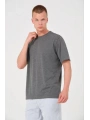 Unisex Düz Biskilet Yaka Oversize T-shirt - Füme