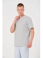 Unisex Düz Biskilet Yaka Oversize T-shirt - Gri