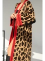 Uzun Leopar Hırka - Camel-Kırmızı