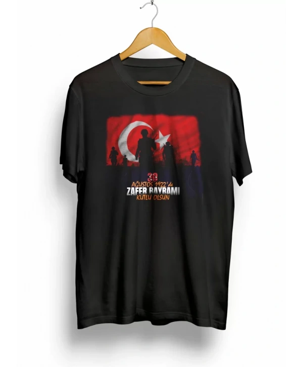 30 Ağustos Atatürk Baskılı T-shirt - Siyah