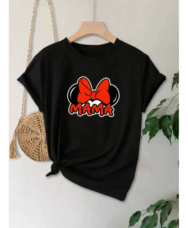 Anneler Günü Baskılı T-shirt - Siyah