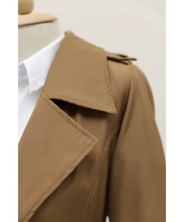 Astarlı Kemerli Trenckot -Taba