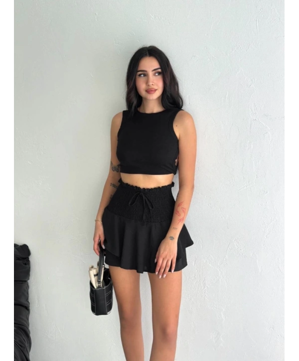 Ayrobin Şortlu Etek - Siyah