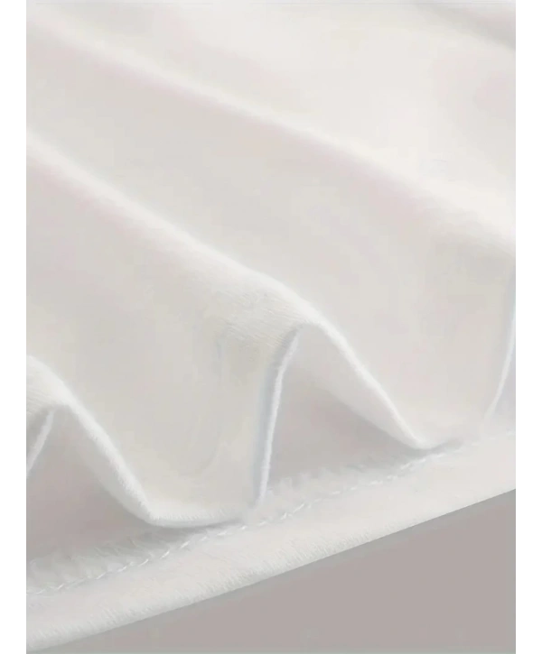 Baskılı Oversize Bisiklet Yaka T-shirt - Beyaz