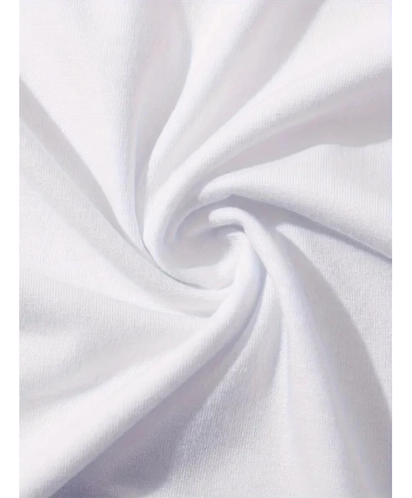 Baskılı Oversize Bisiklet Yaka T-shirt - Beyaz