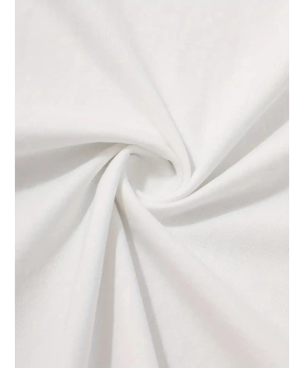 Baskılı Oversize Bisiklet Yaka T-shirt - Beyaz