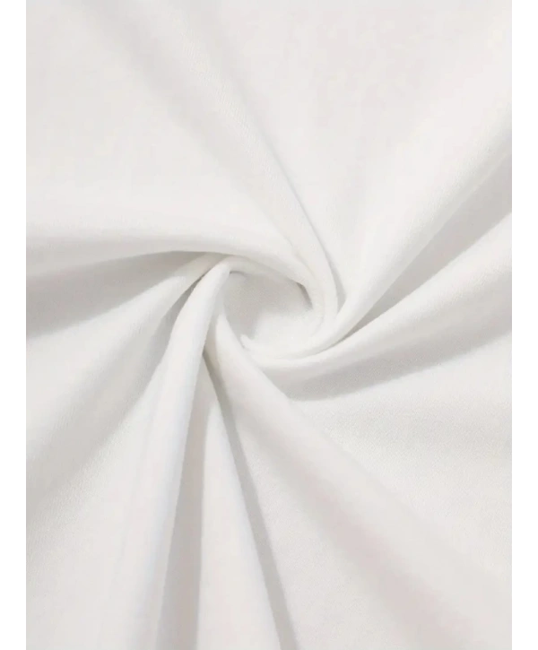 Baskılı Oversize Bisiklet Yaka T-shirt - Beyaz