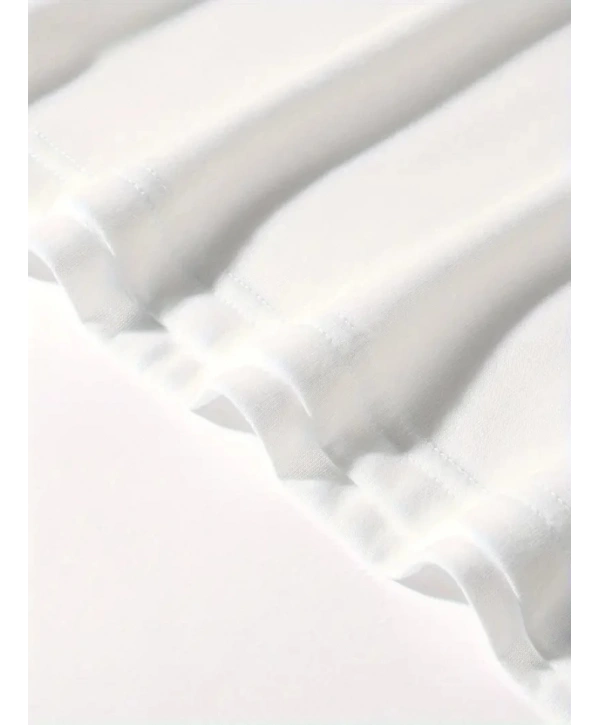 Baskılı Oversize Bisiklet Yaka T-shirt - Beyaz