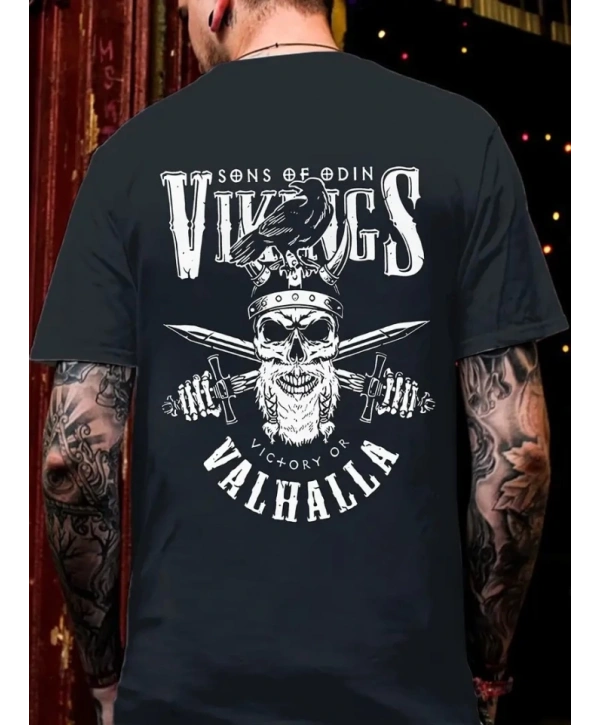 Baskılı Oversize Bisiklet Yaka T-shirt - Siyah