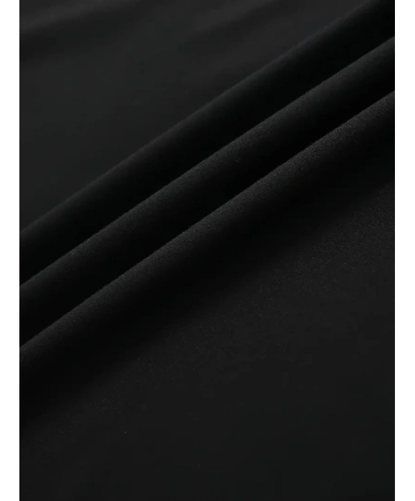 Baskılı Oversize Bisiklet Yaka T-shirt - Siyah