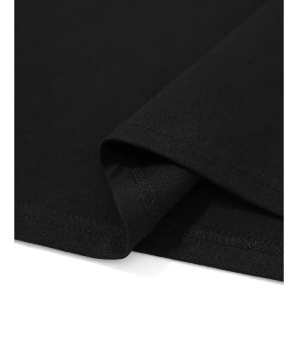 Baskılı Oversize Bisiklet Yaka T-shirt - Siyah