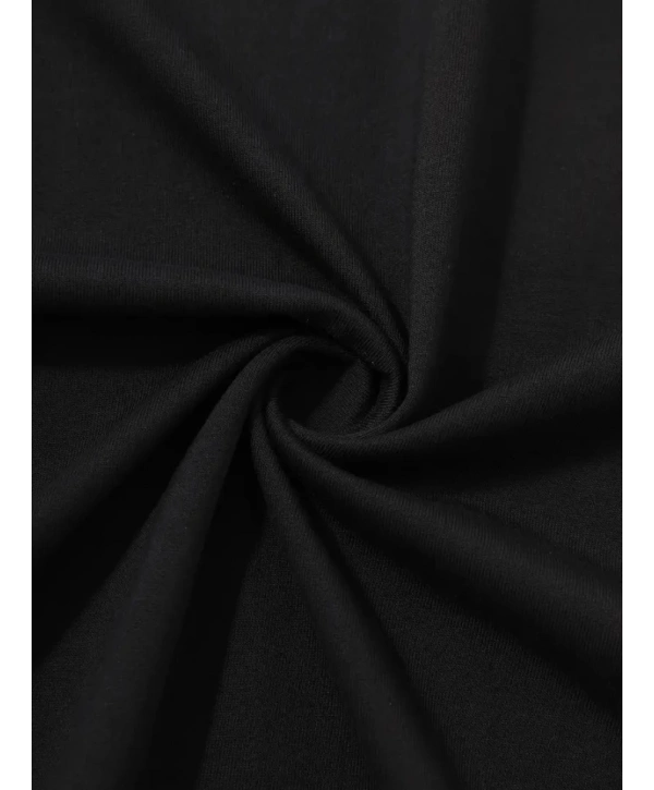 Baskılı Oversize Bisiklet Yaka T-shirt - Siyah