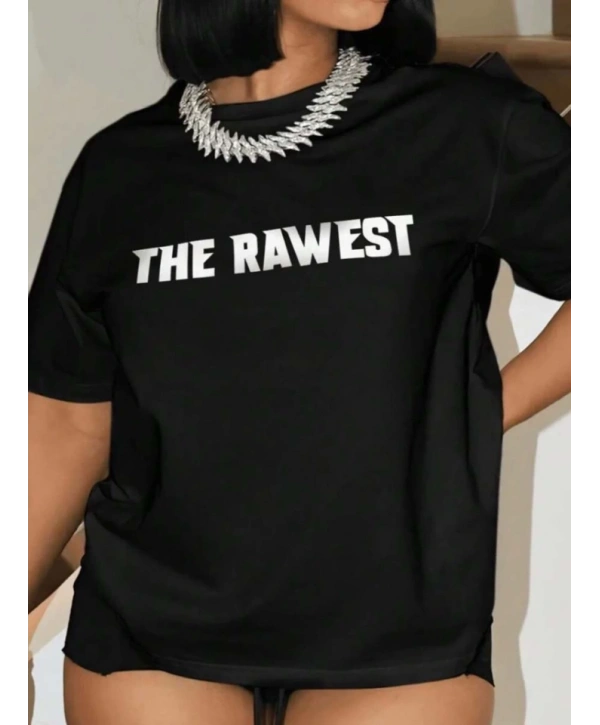 Baskılı Oversize T-shirt - Siyah