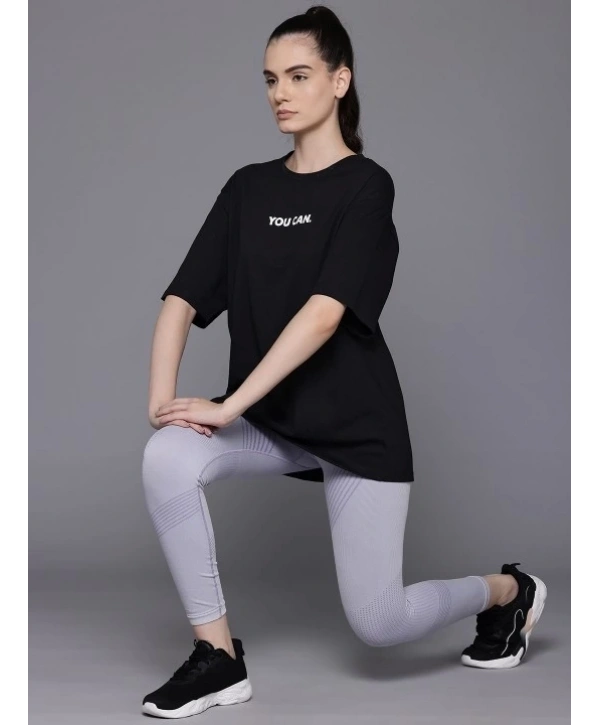 Baskılı Oversize T-shirt - Siyah